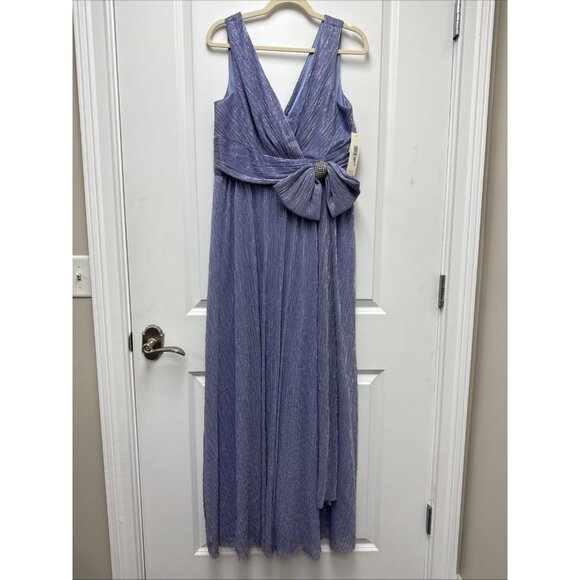 Eliza J Womens Size 12 Periwinkle Bow Detail Sleeveless V-neck Cocktail Dress - Picture 5 of 12